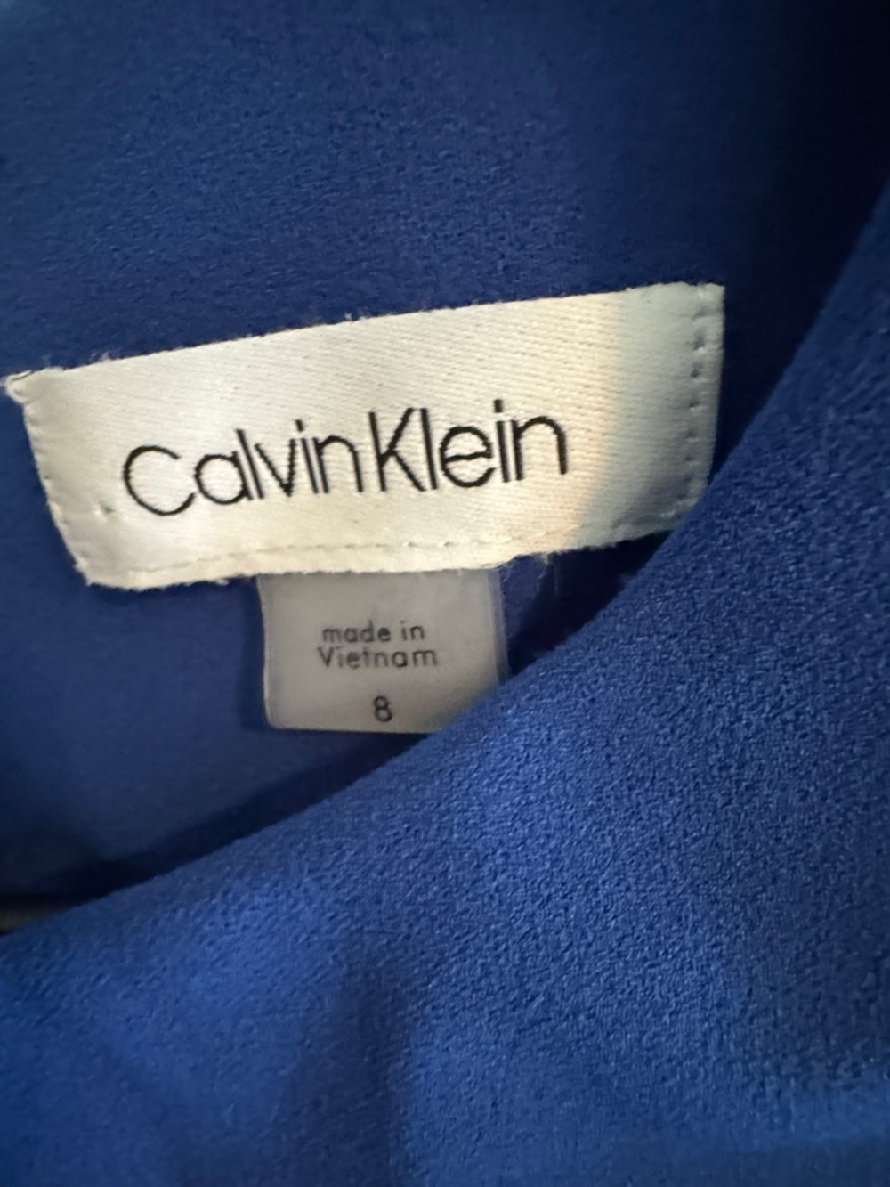 Calvin Klein Blue Sheath Dress 8 Ruffle Sleeve Career Cocktail - Picture 3 of 7